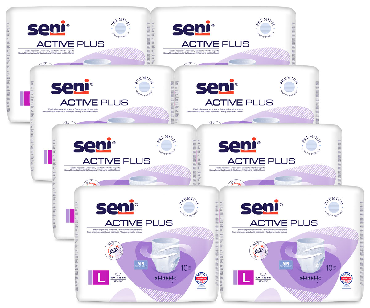 SENI Active PLUS - Inkontinenzslip LARGE (8x10) 80 Stück