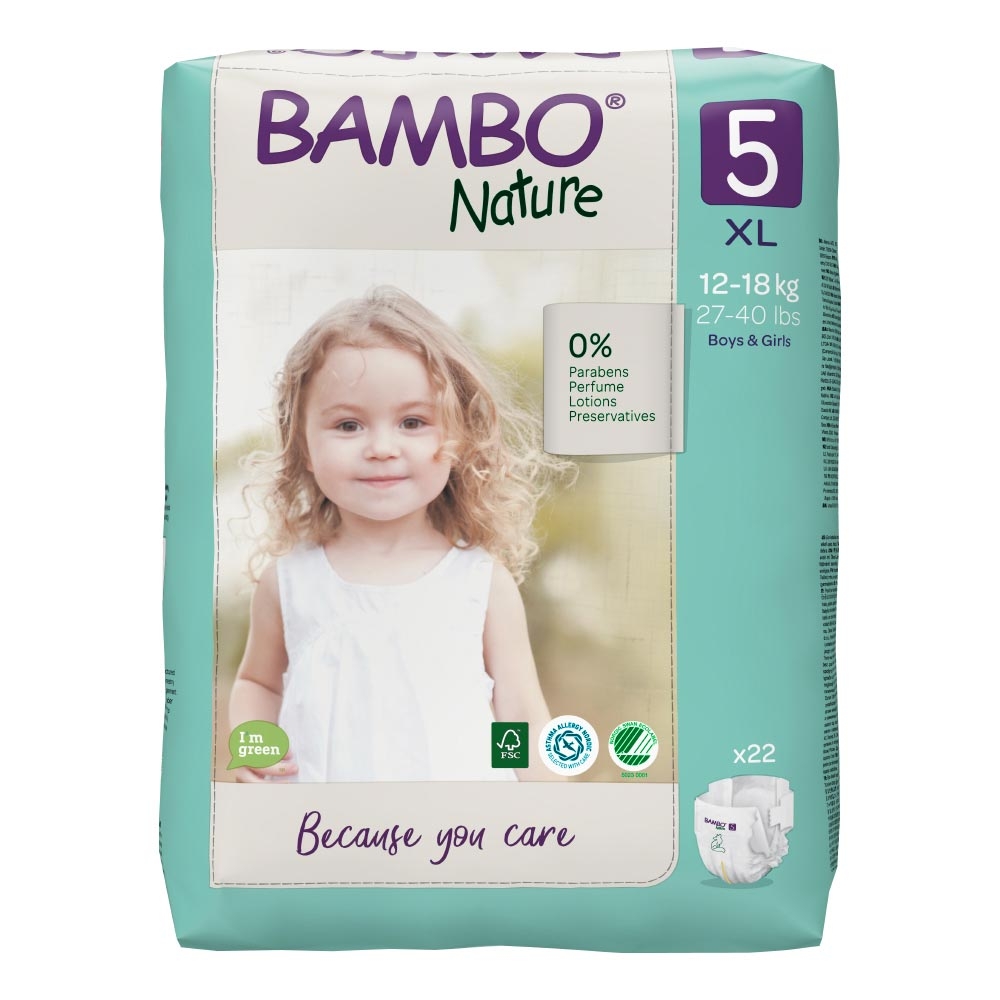 Bambo NATURE - Babywindeln Gr. 5 JUNIOR [XL] 12-18 Kg - 22 Stück Einzelpack