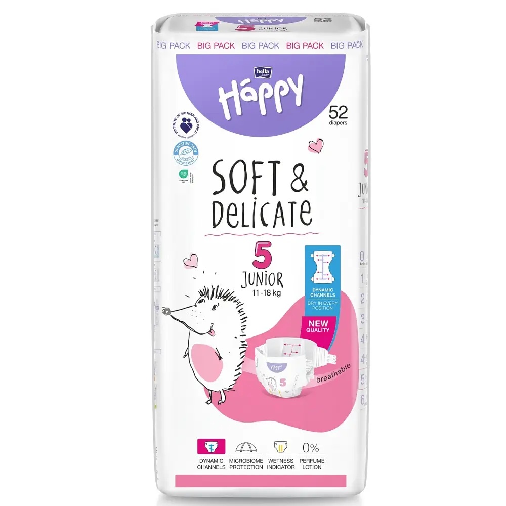 Bella Happy Soft & Delikate Gr. 5 - Kinderwindeln Junior 11-18 kg 312 (6x52) Stück BIGpack Bella Happy Soft & Delikate Gr. 5 - Kinderwindeln Junior 11-18 kg 312 (6x52) Stück BIGpack