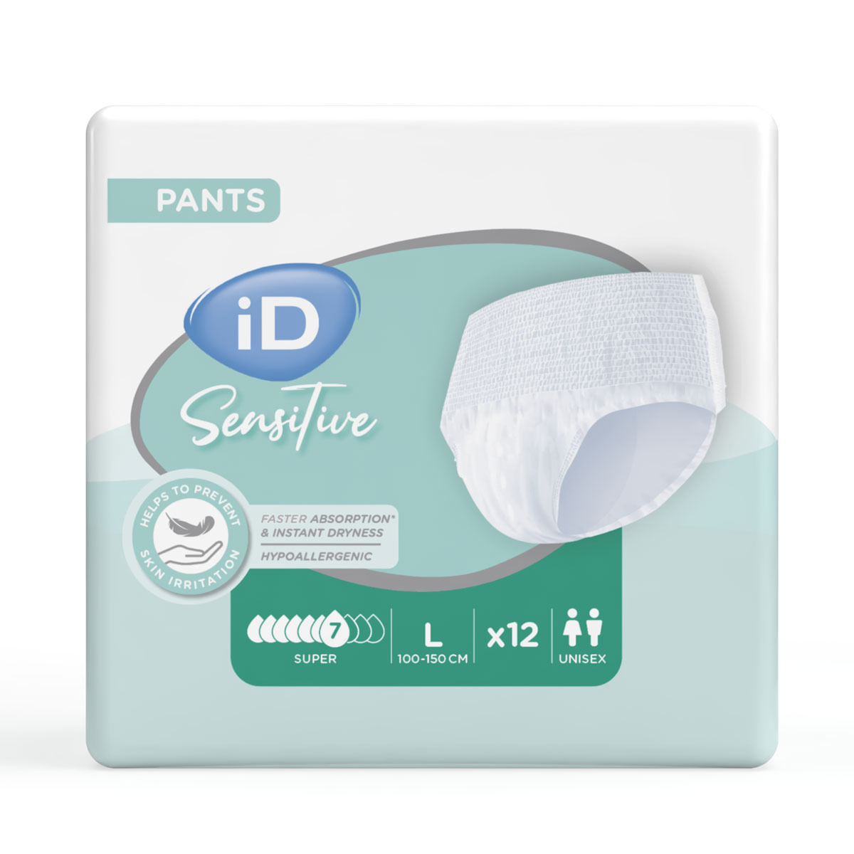 iD Pants Sensitive SUPER - Inkontinenz-Pants - Gr. Large (L) - 12 St. Packung