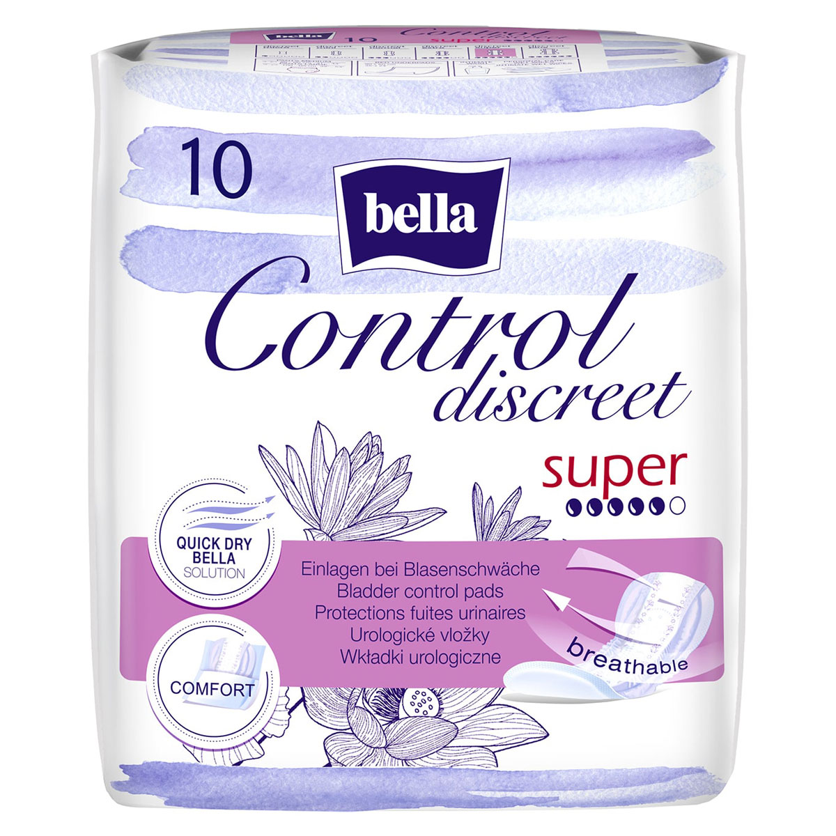 Bella Control Discreet - SUPER - Hygieneeinlagen - 4x10 Stück Pack