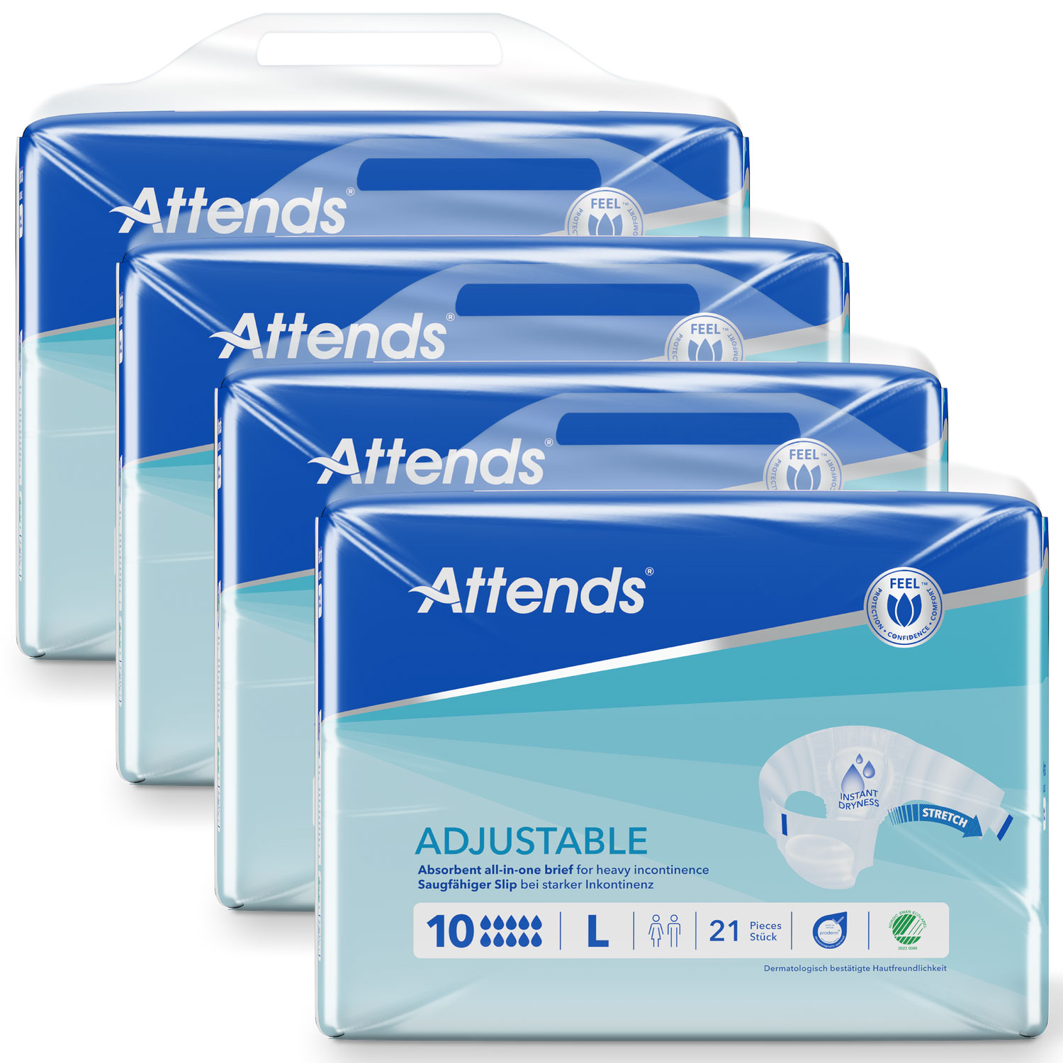 ATTENDS Adjustable 10 Large (L), flexibler Hüftbund 84 (4x21) Stück