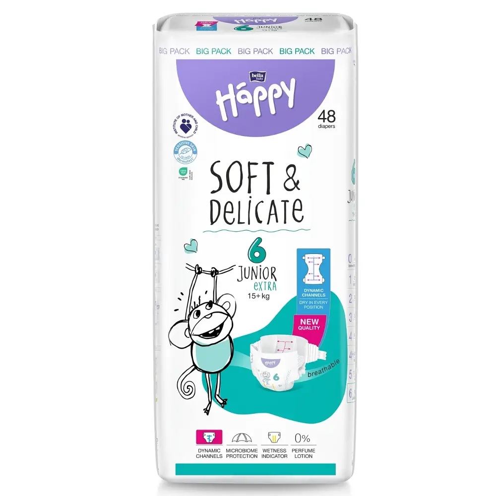Bella Happy Soft & Delikate Gr. 6 - Kinderwindeln Junior EXTRA 15+ kg 192 (4x48) Stück BIGpack Bella Happy Soft & Delikate Gr. 6 - Kinderwindeln Junior EXTRA 15+ kg 192 (4x48) Stück BIGpack