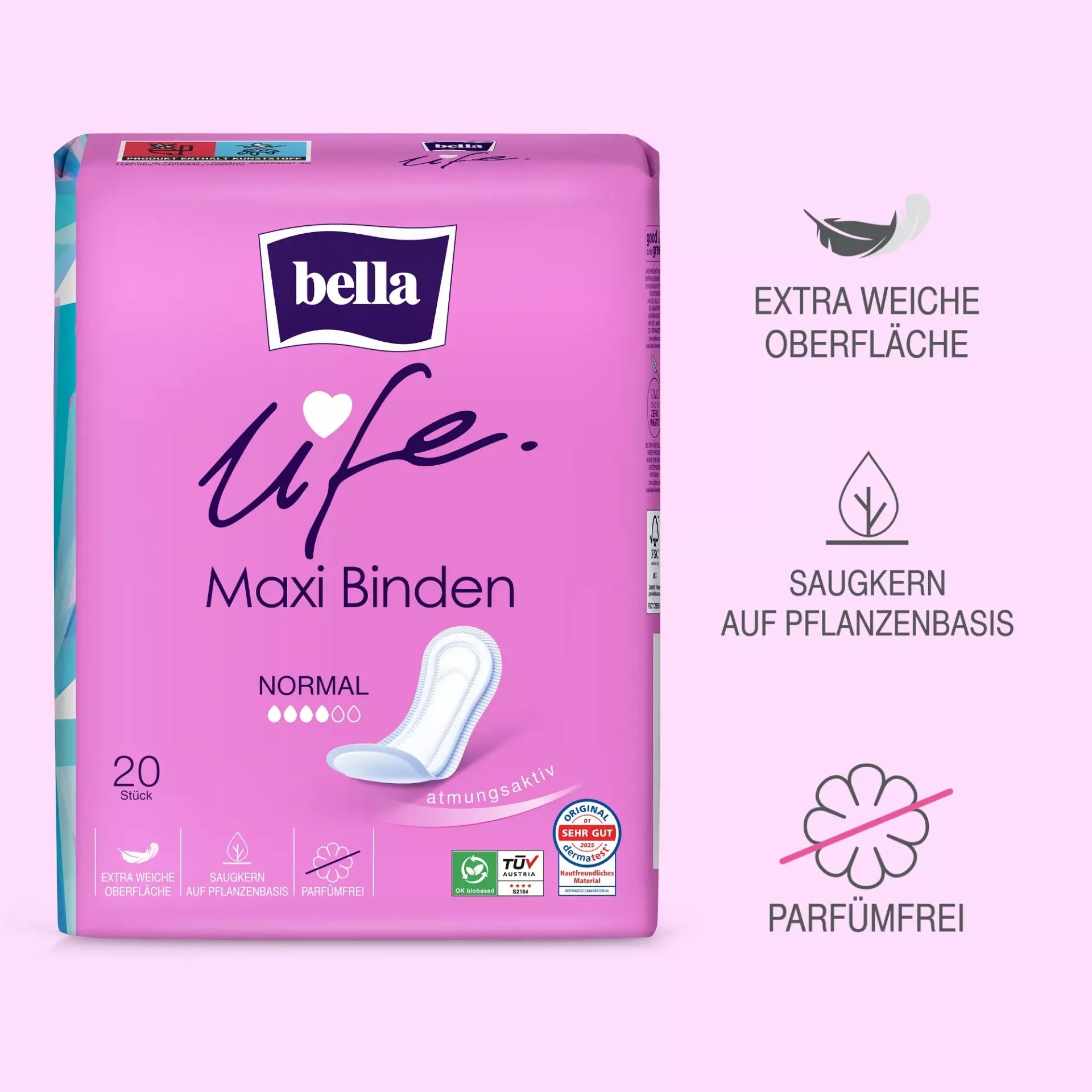Bella Maxi - klassische Damenbinden - NORMAL - 20 St. Pack