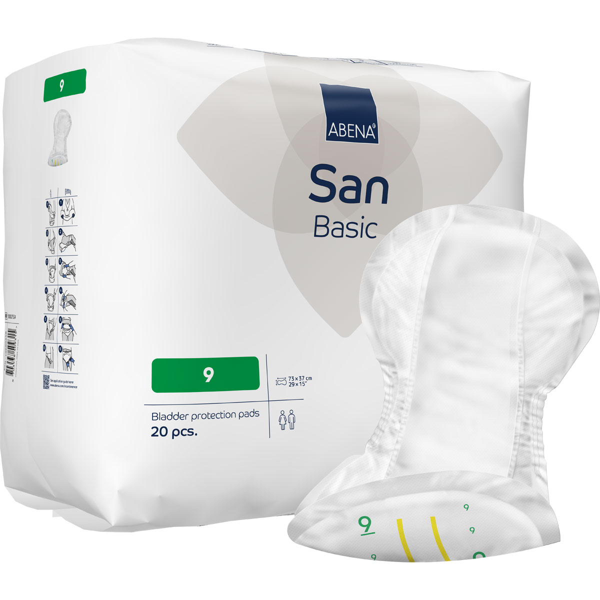 ABENA San Basic 9 - Inkontinenz-Vorlagen - Saugkraft: 2.200ml - 20 Stück Pack