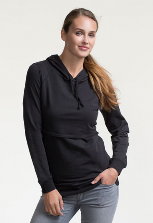 B Warmer Still-Kapuzenpulli Black