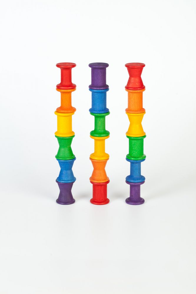 18 Holzspulen Regenbogen