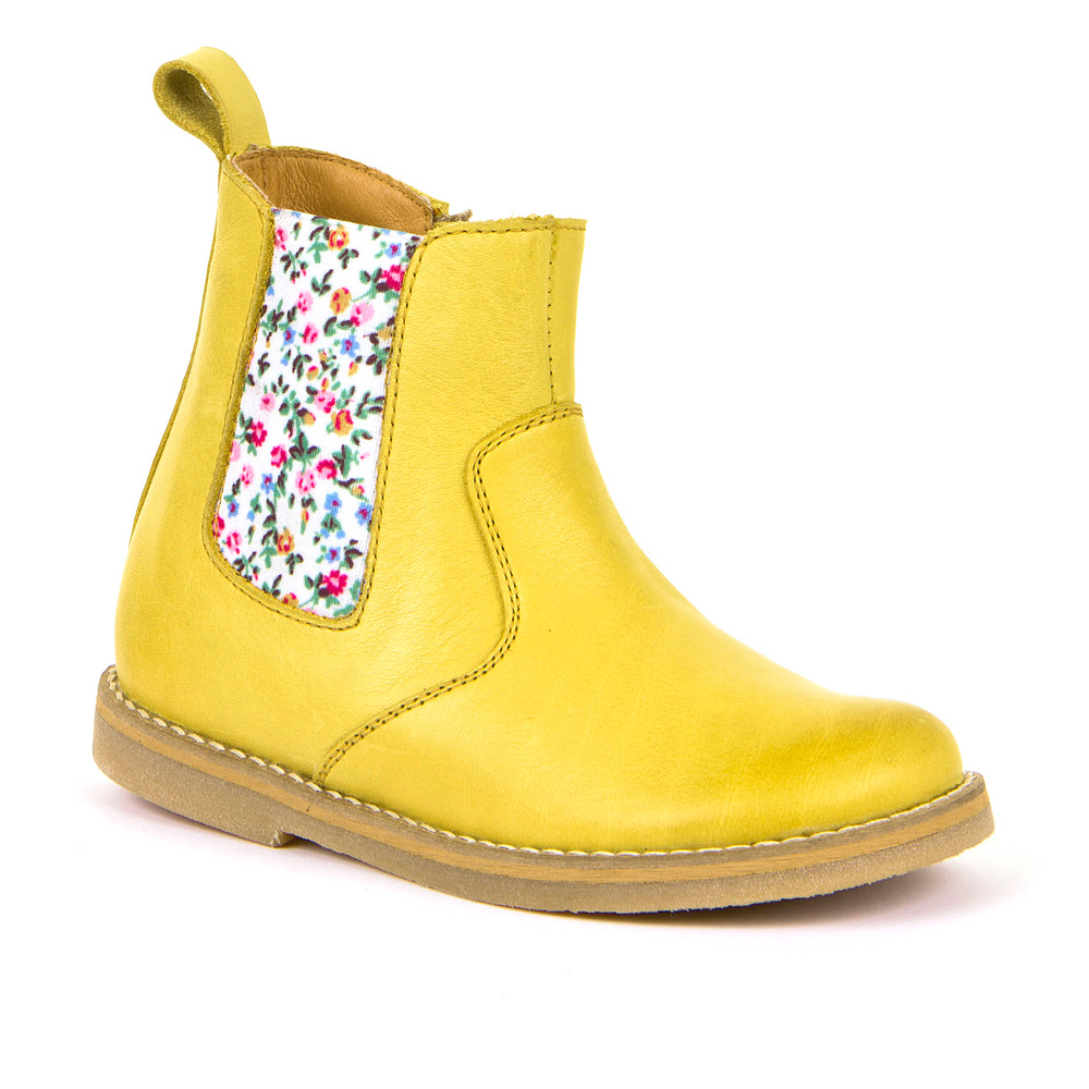 Chelsea Boots Blumen limonengelb