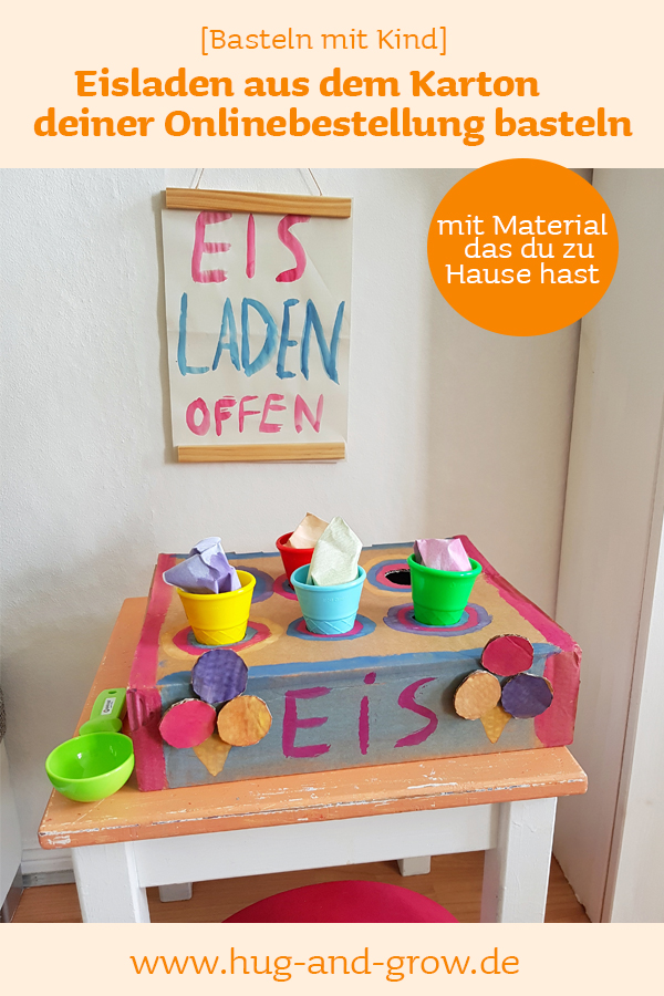 Basteln mit Kind: DIY Eisladen fürs Kinderzimmer aus einem Karton (deiner Onlinebestellung)
