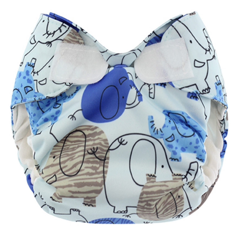 Blueberry AIO Newborn Simplex Blue Elephants Klett