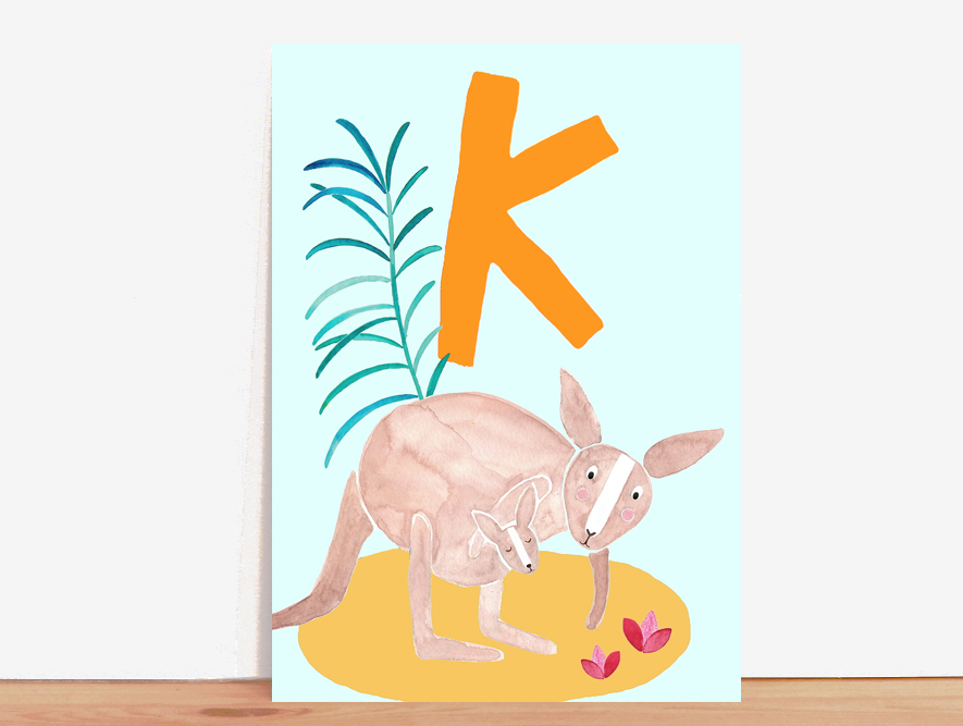 ABC-Karte K wie Känguru