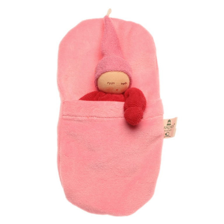 Wichtel rosa/rot mit Schlafsack