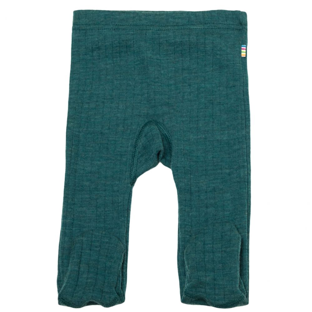 Basic Hose mit Fuß Wolle peacock