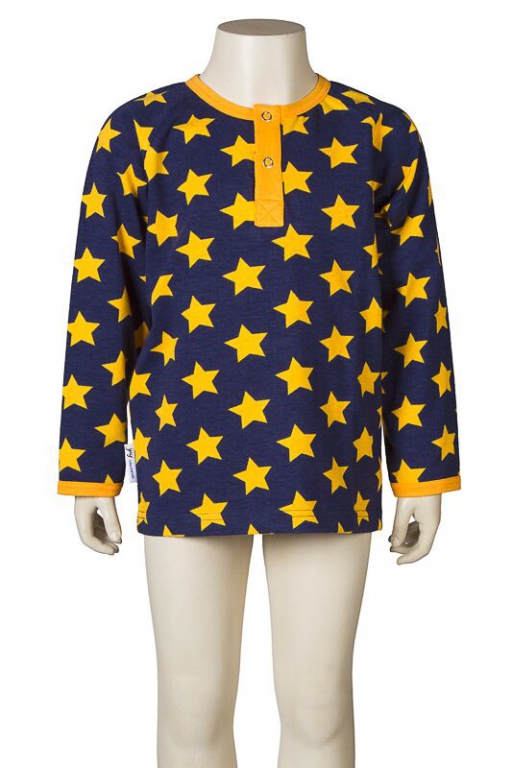 Shirt mit Knopfleiste Sterne gelb