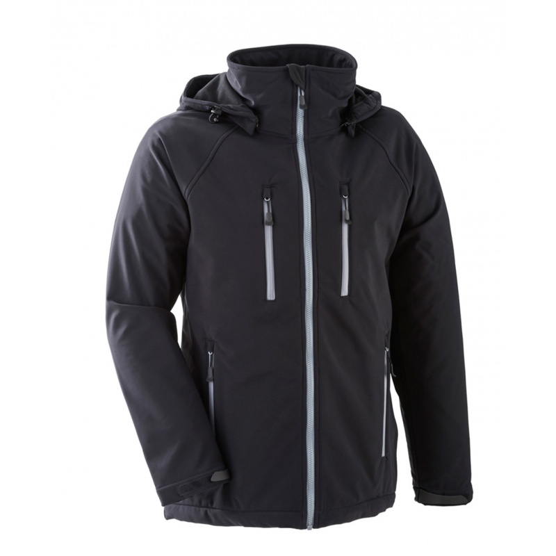 Männerjacke Softshell für Zwei mit Babykopfstütze Allrounder schwarz