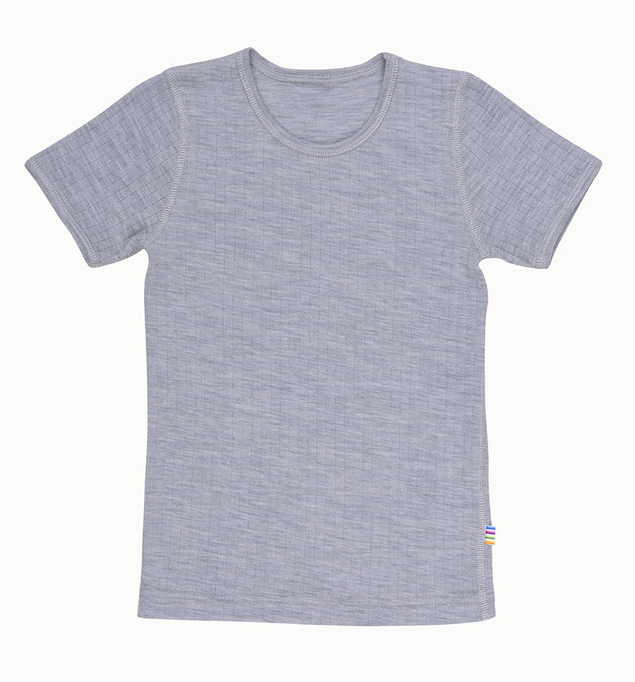 Basic Shirt Kurzarm Wolle hellgrau