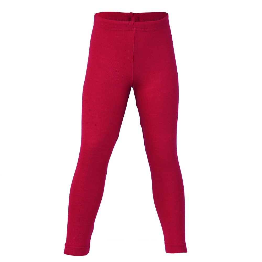 Kinder-Leggings Wolle/Seide kirschrot