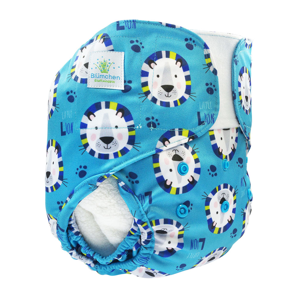Blümchen XL Überhose Klett Löwe blau