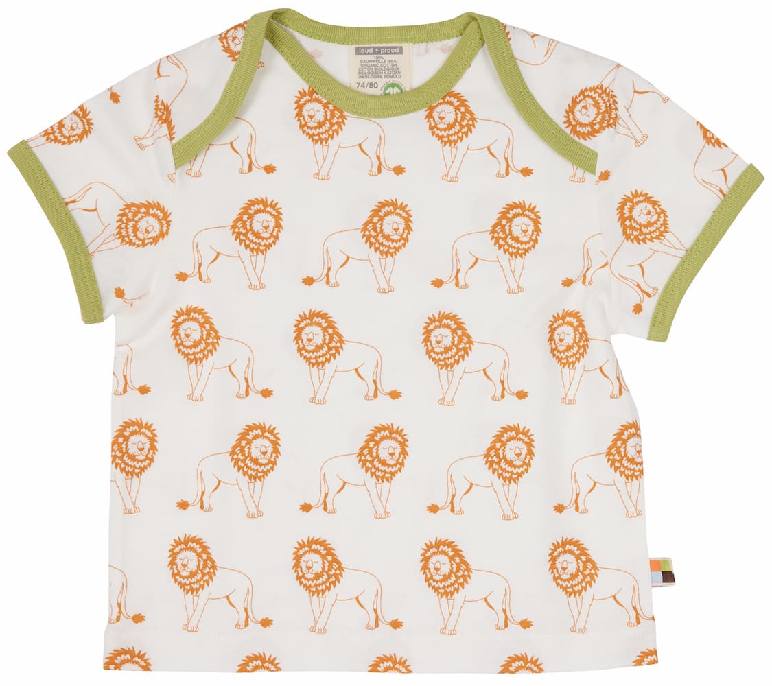 T-Shirt m. Print Löwen carrot