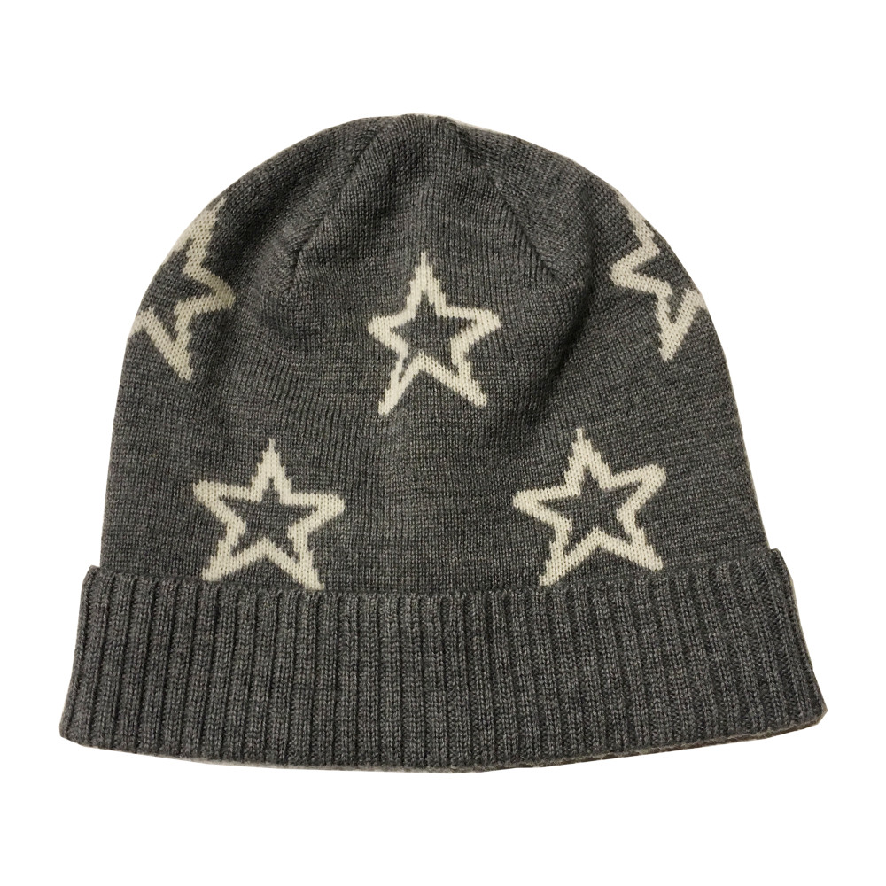 Mütze Merino Stars grau
