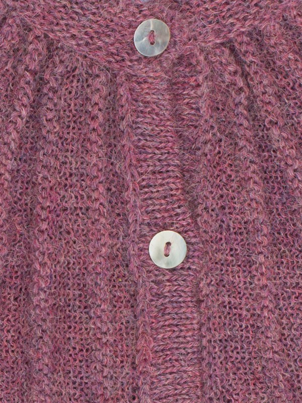 Cardigan Wolle handgestrickt berry