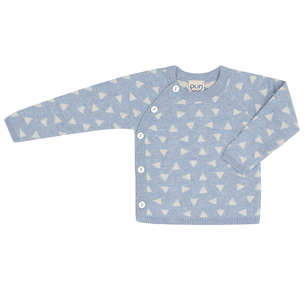 Wickeljacke BW/Seide Dreiecke hellblau