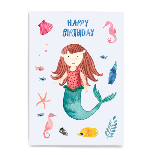 Postkarte Happy Birthday Meeresmädchen