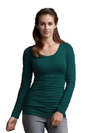 Still-Shirt langarm mit Raffung teal