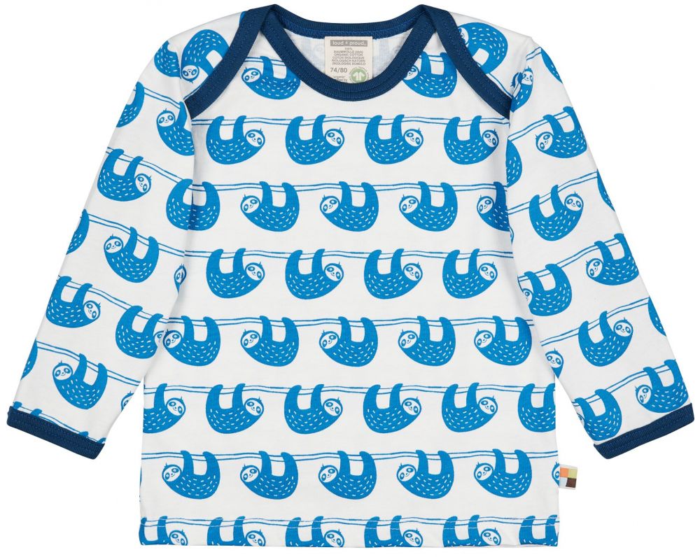 Shirt Langarm Faultiere cobalt