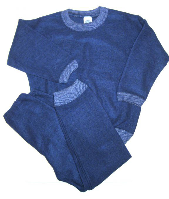 Schlafanzug Wollfrottee 2-teilig blau