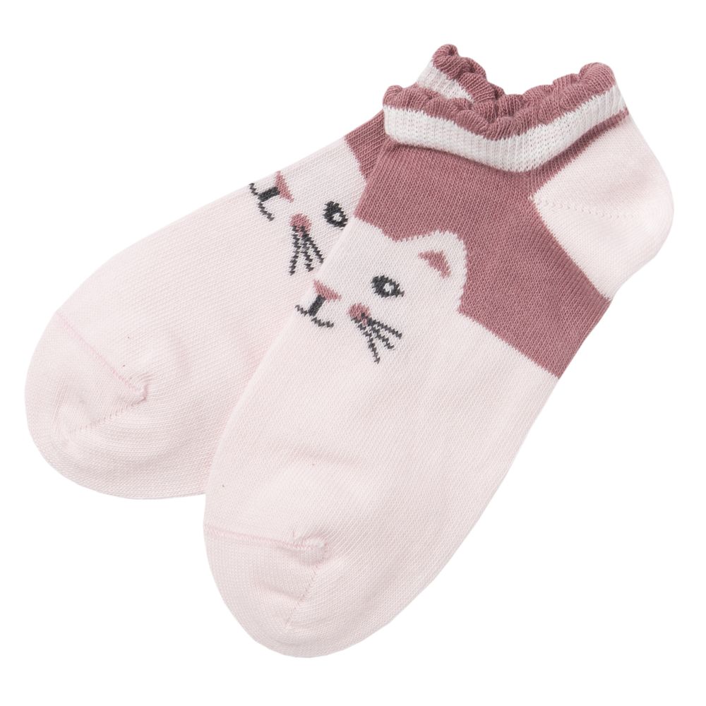 Socken kurz Katze rose