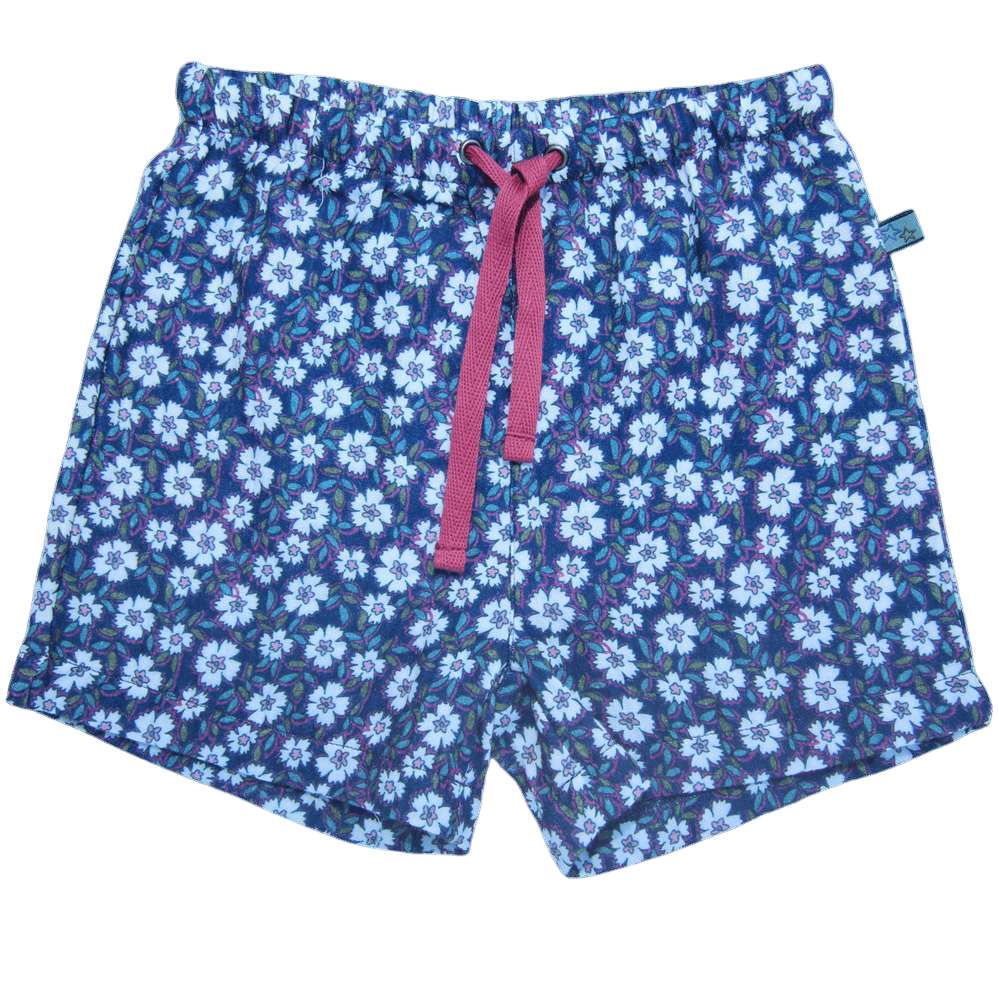 Musselin-Shorts Blumen blau