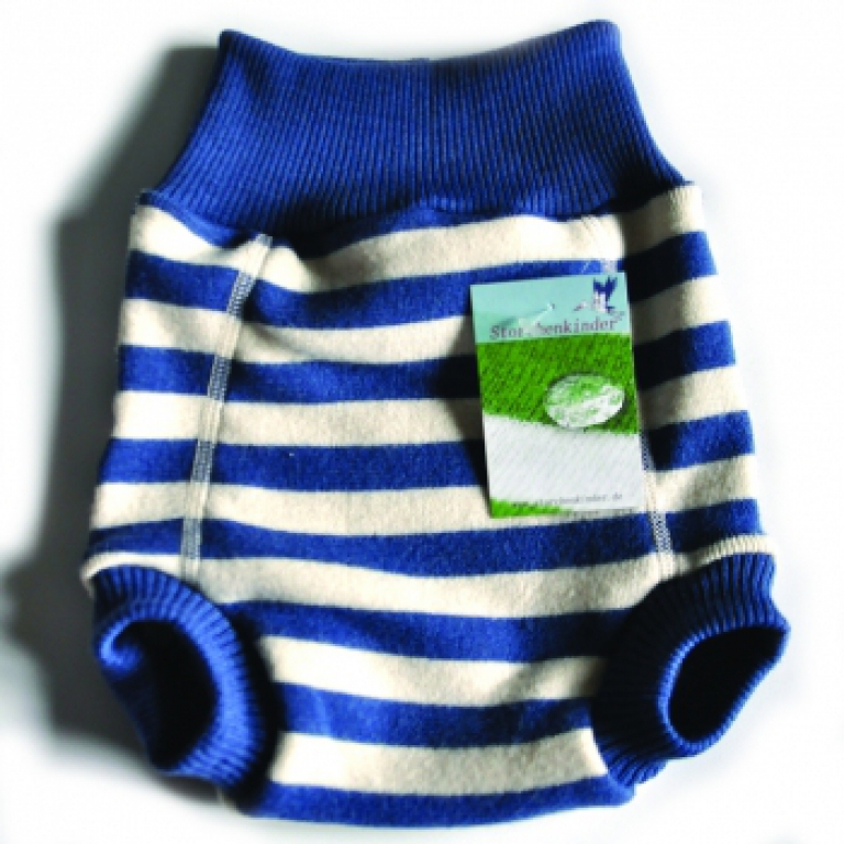 Ringelwollhose Merino blau