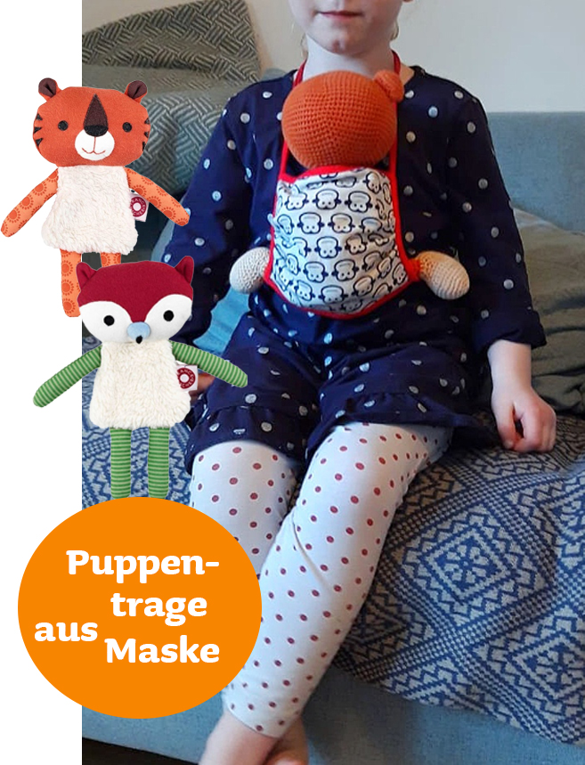 DIY: Puppentrage aus einer Maske für Puppeneltern