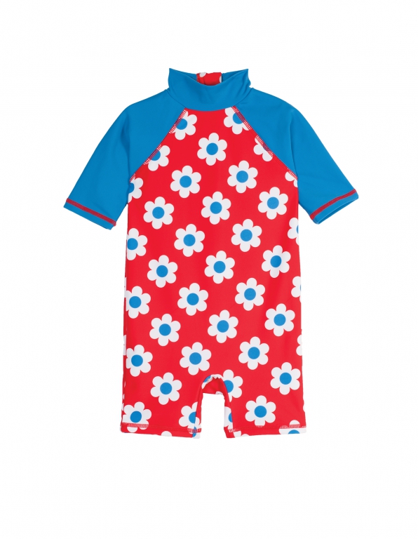 Schwimmanzug Blumen UV 50+ blau Schwimmanzug Blumen UV 50+ blau