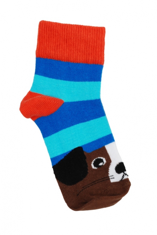 Ankle-Socken Hund gestreift türkis