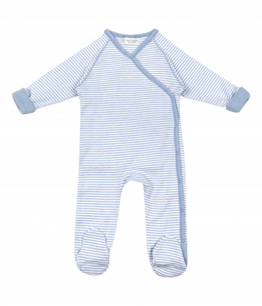 Renuka Overall m. Fuß gestreift blau melange Renuka Overall m. Fuß gestreift blau melange