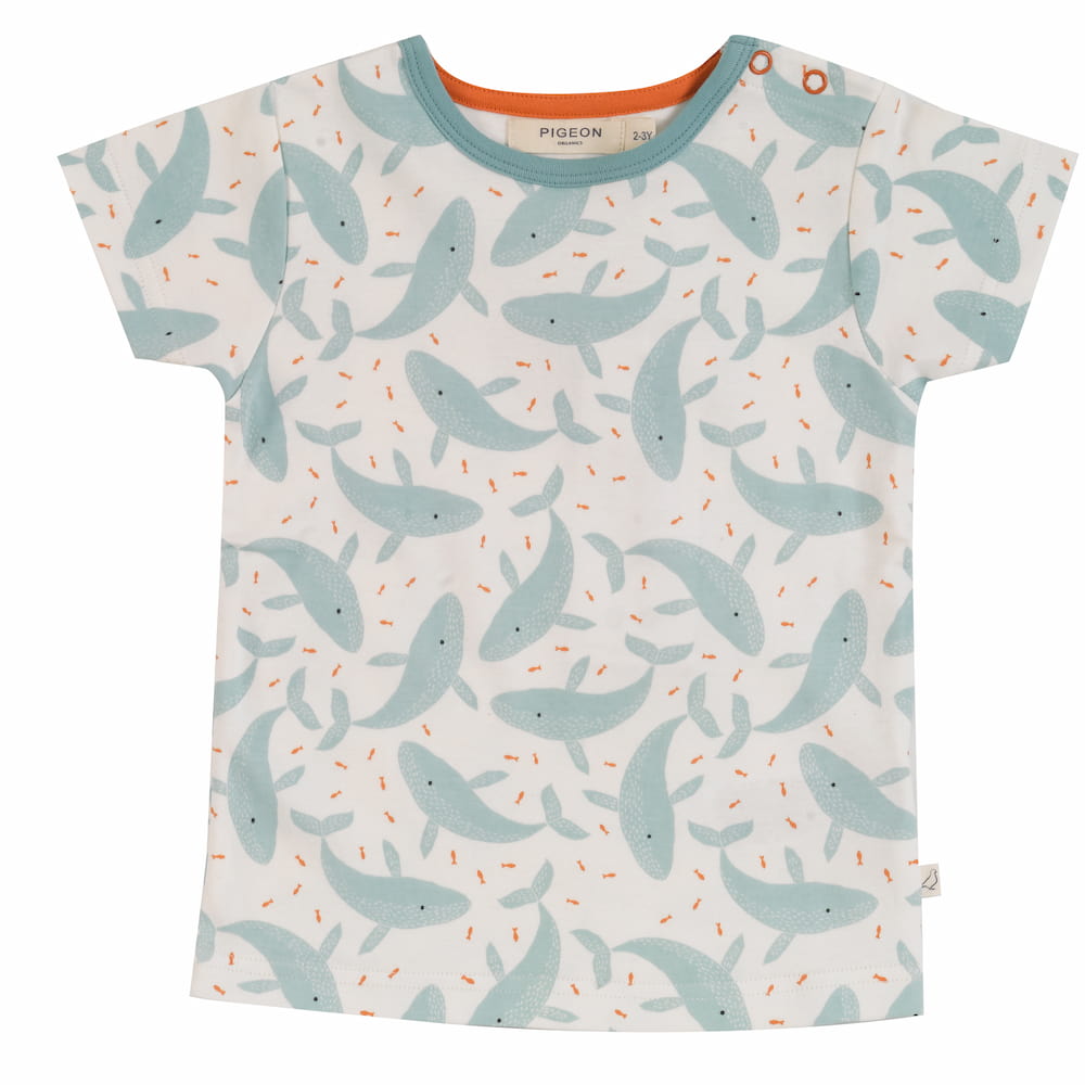 T-Shirt m. Print Whales Turquoise