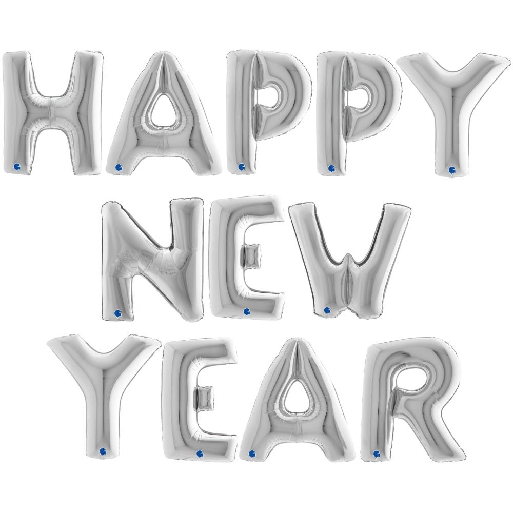 40" Folienbuchstabenset "Happy New Year"  Silber