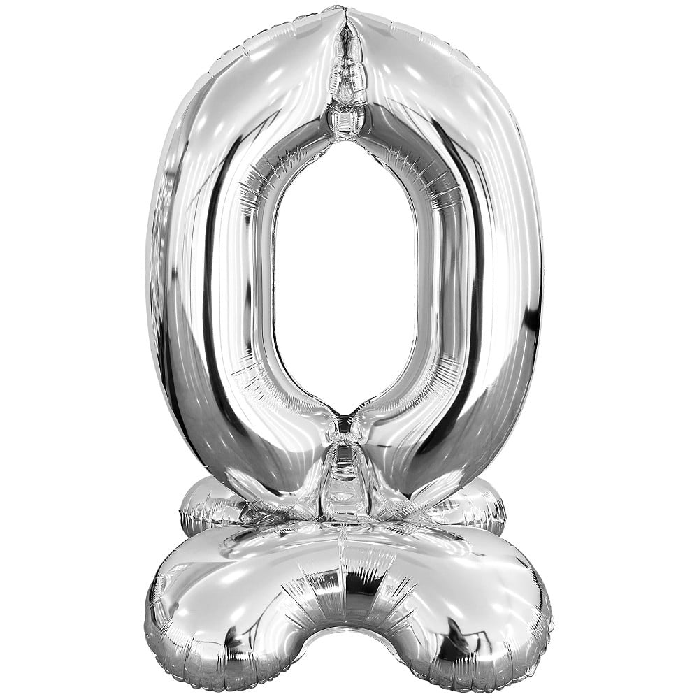 50" Stand Up Balloon Zahl 0 silber