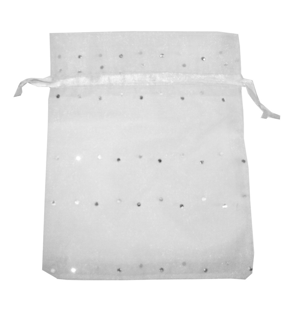 Organzasäckchen mit Strass weiß (13 x 16cm)