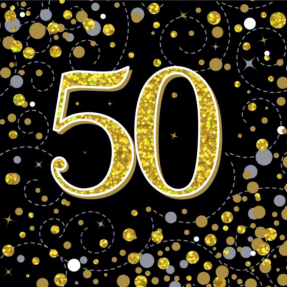 Servietten H.B. "50" Sparkling Fizz Black & Gold