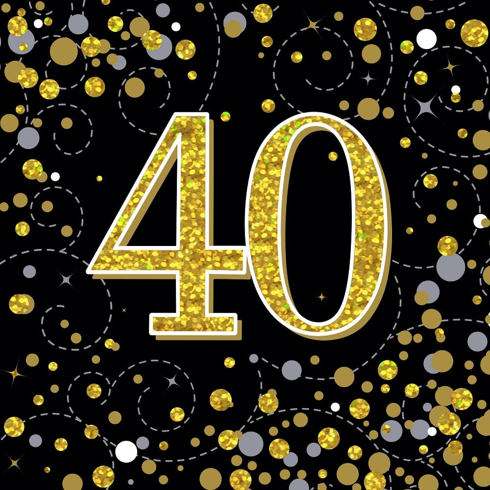 Servietten H.B. "40" Sparkling Fizz Black & Gold