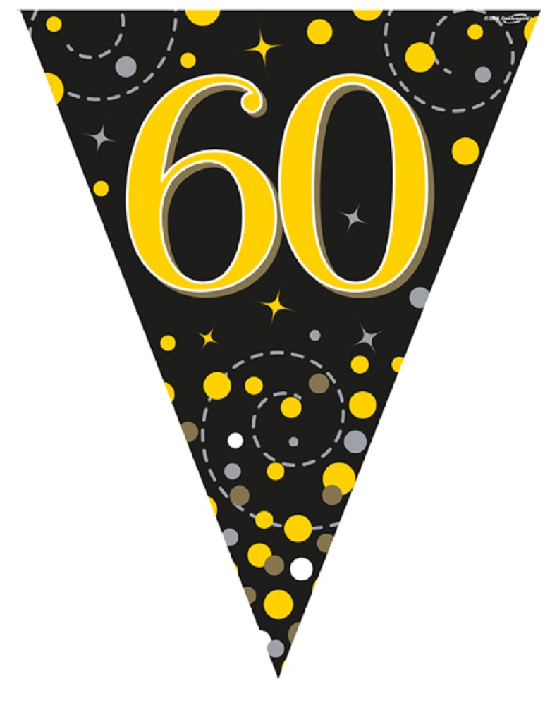 Wimpelkette H.B ."60" Black & Gold Holographic 3,9m