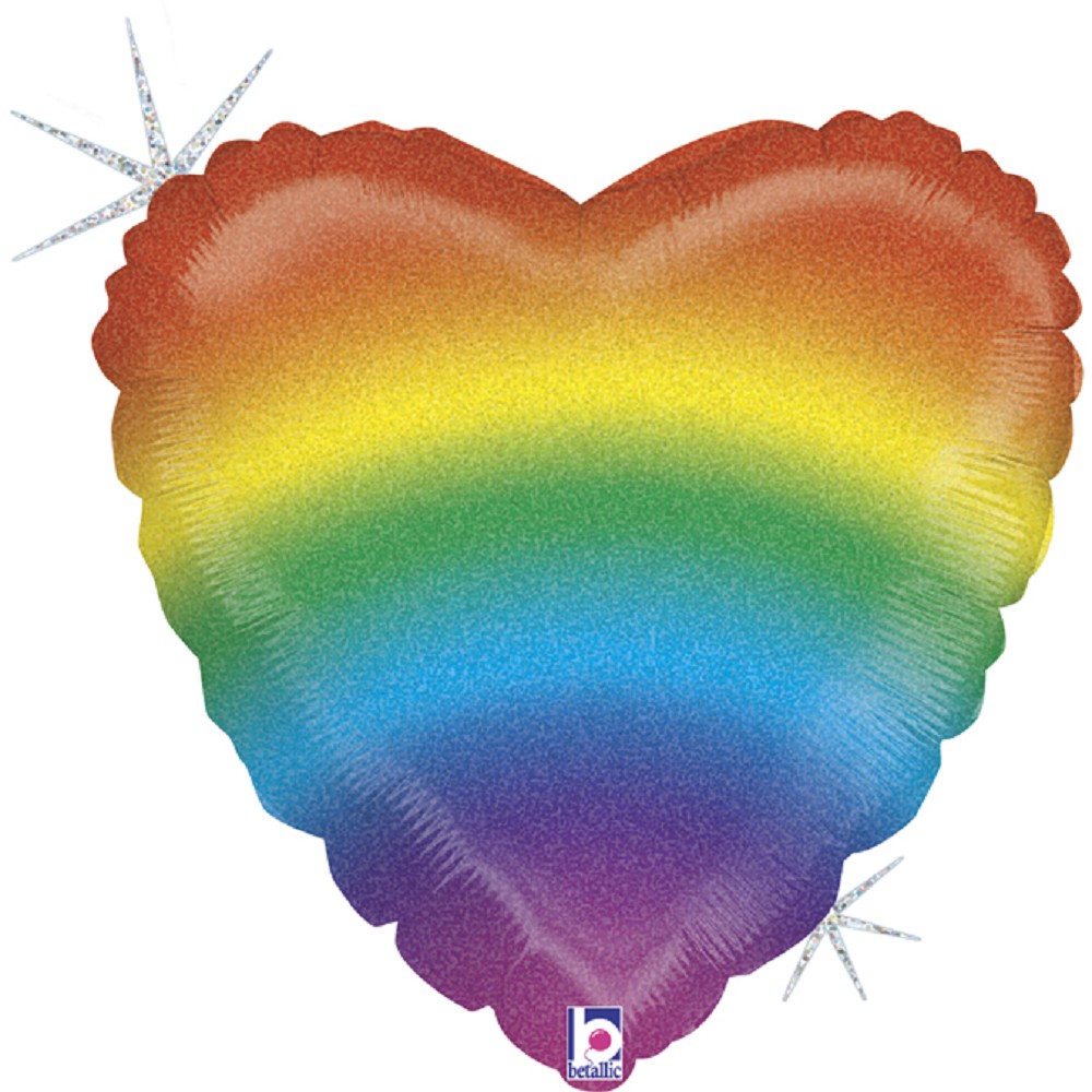 18" Herz Glitzer Regenbogen