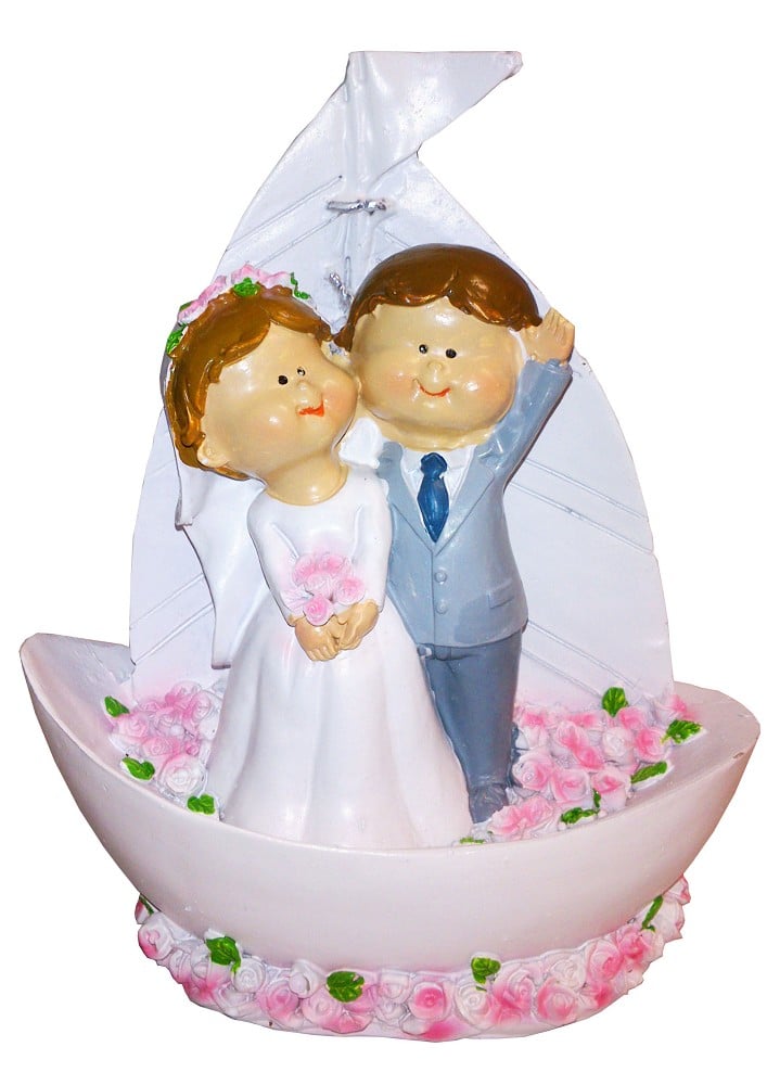 Polyresinfigur Hochzeitspaar auf Segelschiff