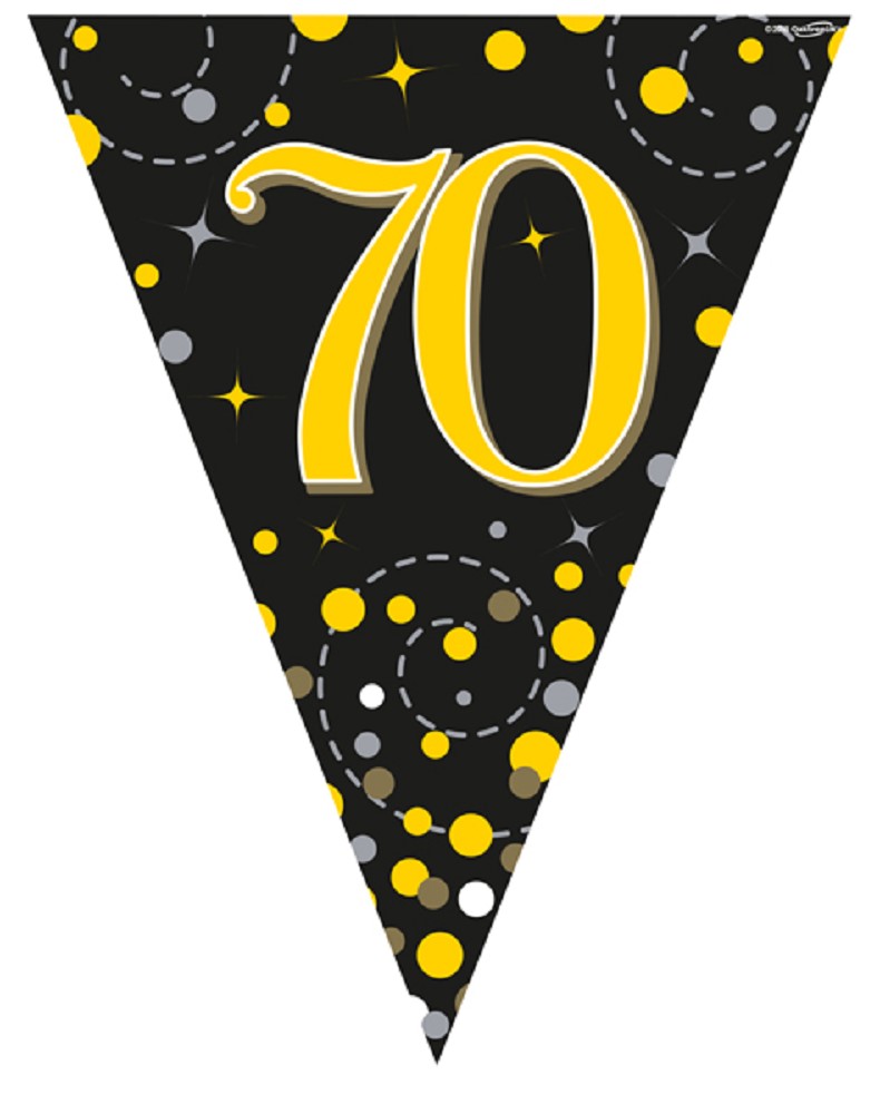 Wimpelkette H.B ."70" Black & Gold Holographic 3,9m