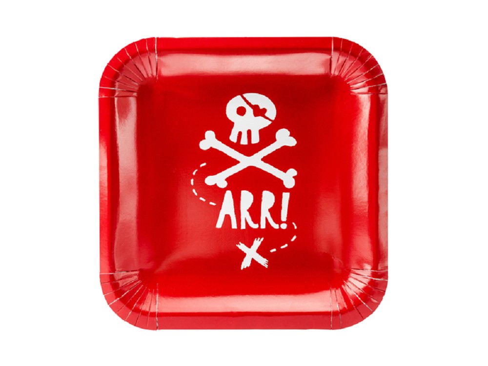 Teller - Piraten - rot - 20x20cm - 6 Stk.