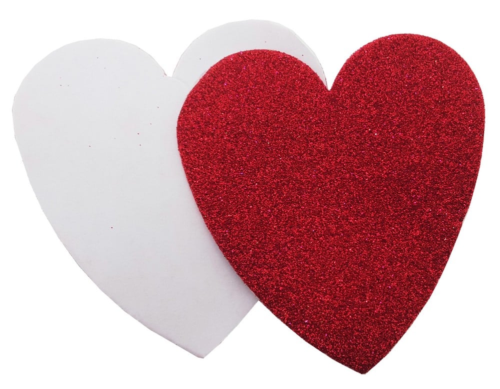 Glitter Herz mit Klebefolie rot