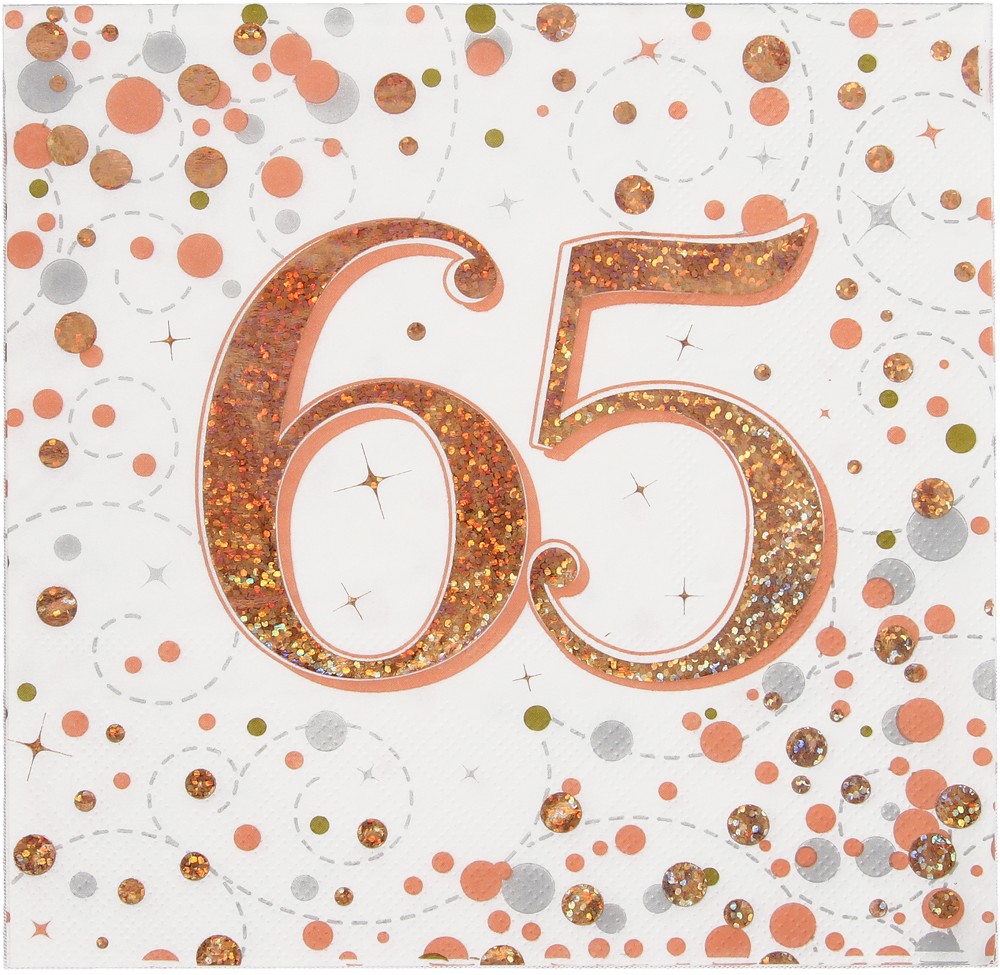 Servietten H.B. "65"  White & Rosé Gold Holographic
